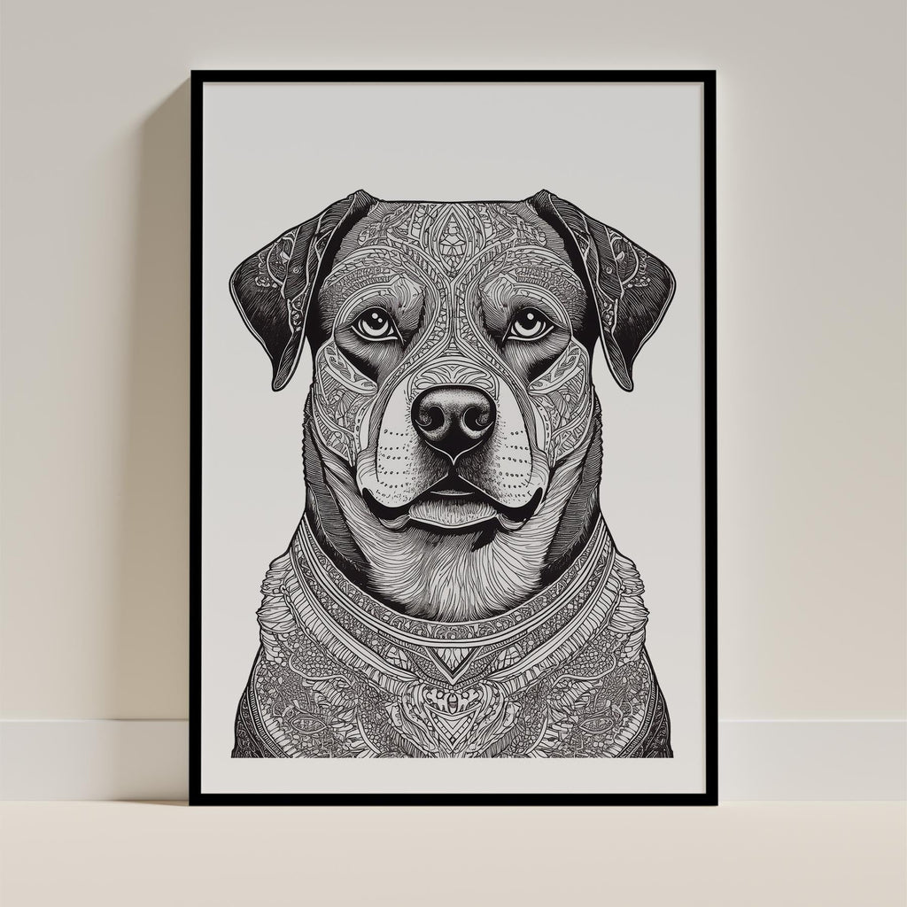 Rottweiler Mandala Black and White Dog Series image 0