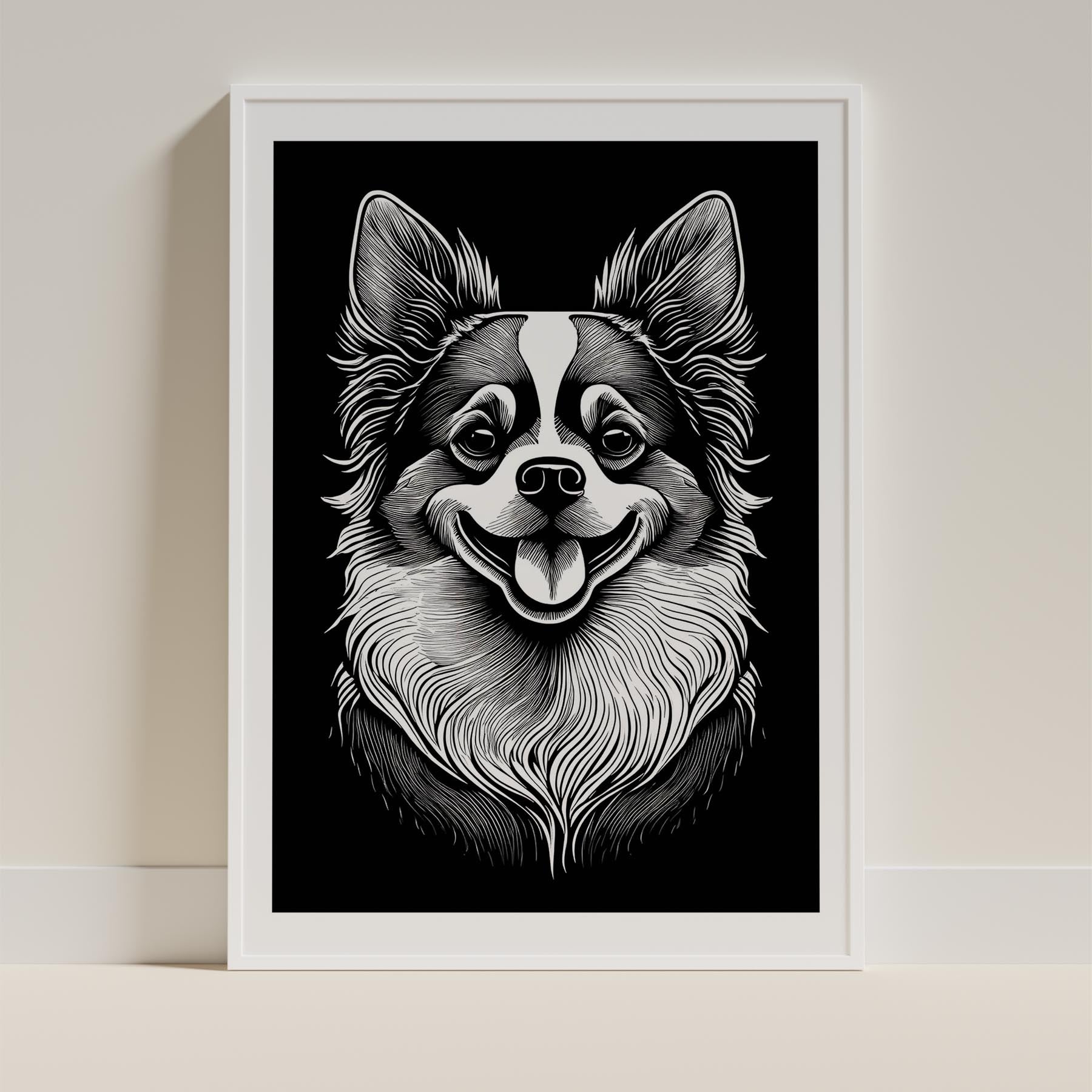 Japanese Chin Line Dog Series in Black and White image 9