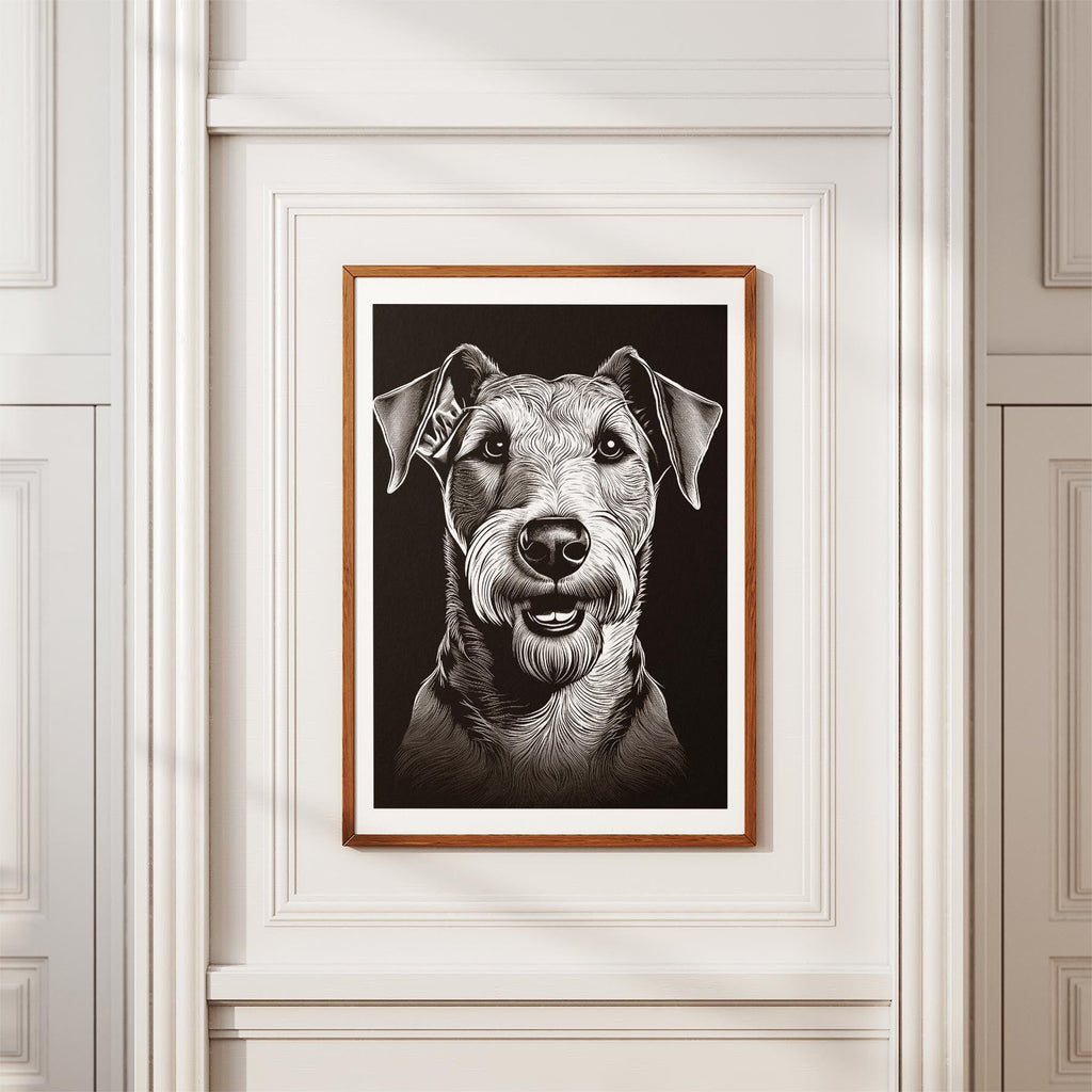 Airedale Line Dog Series in Black and White image 3