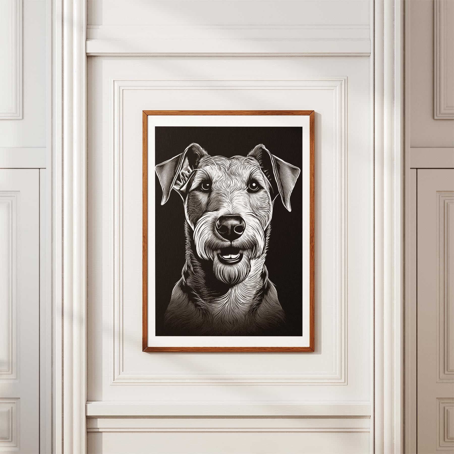 Airedale Line Dog Series in Black and White image 3