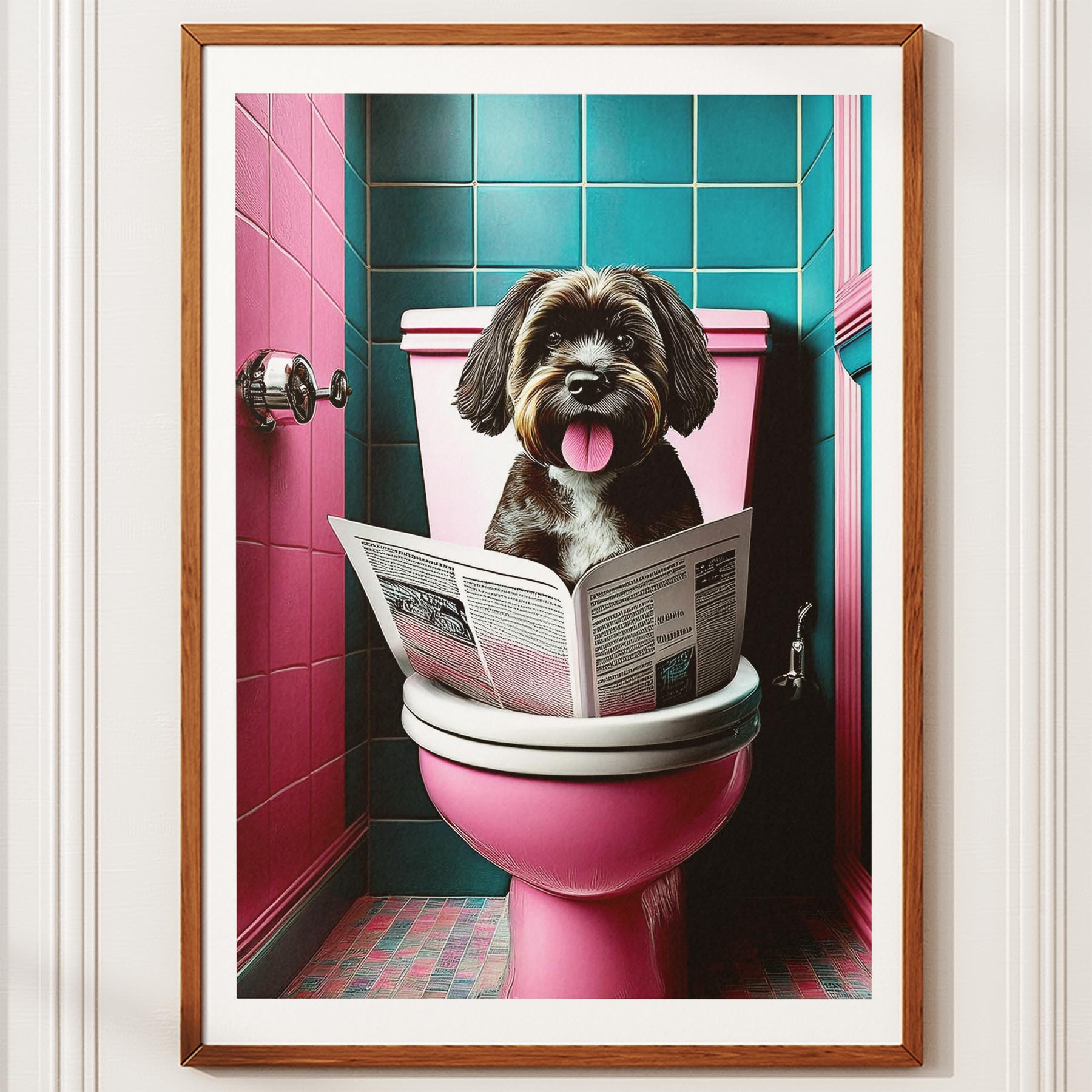 Moodle Toilet Dogs PInk and Turquise image 10