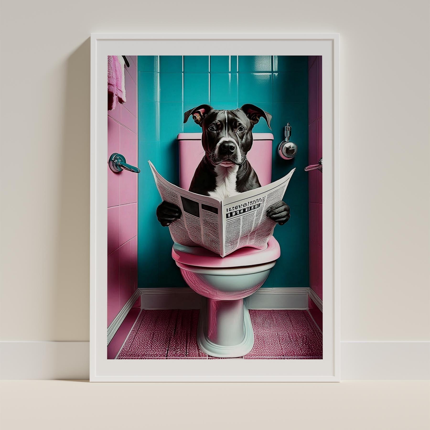 Staffordshire Bull Terrier Toilet Dogs PInk and Turquise image 9