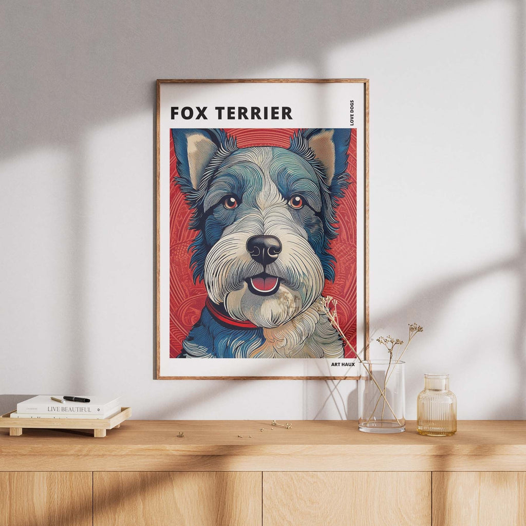 Fox Terrier Hokusai Japanese Inspired Dog Series with Text image 7