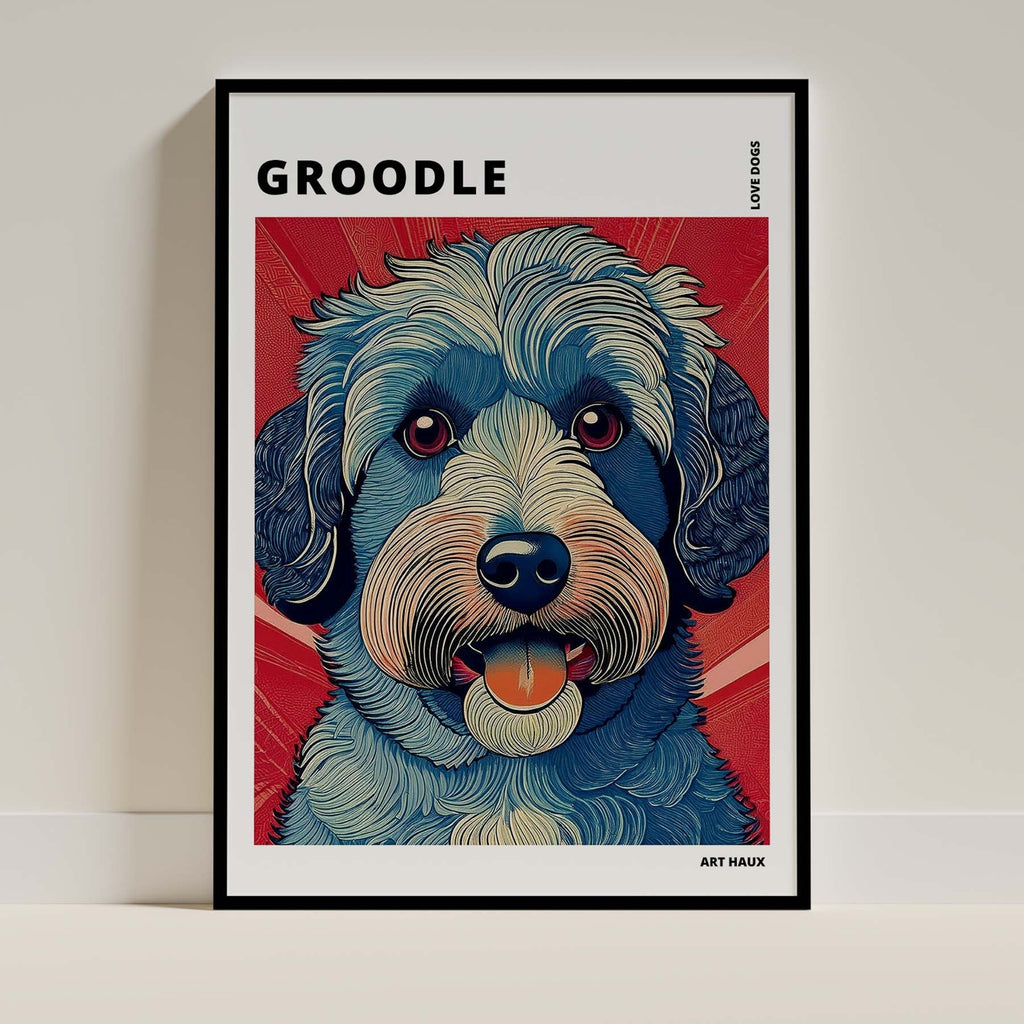 Groodle Hokusai Japanese Inspired Dog Series with Text image 0