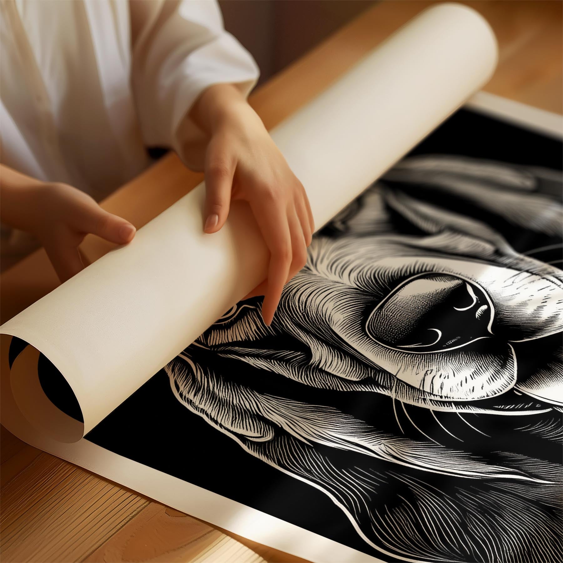 Bloodhound Line Dog Series in Black and White image 1