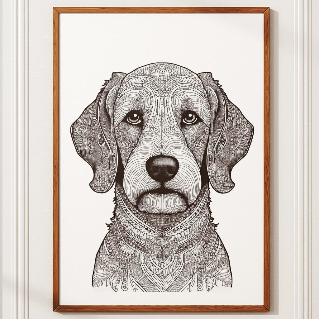 Groodle Mandala Black and White Dog Series image 10