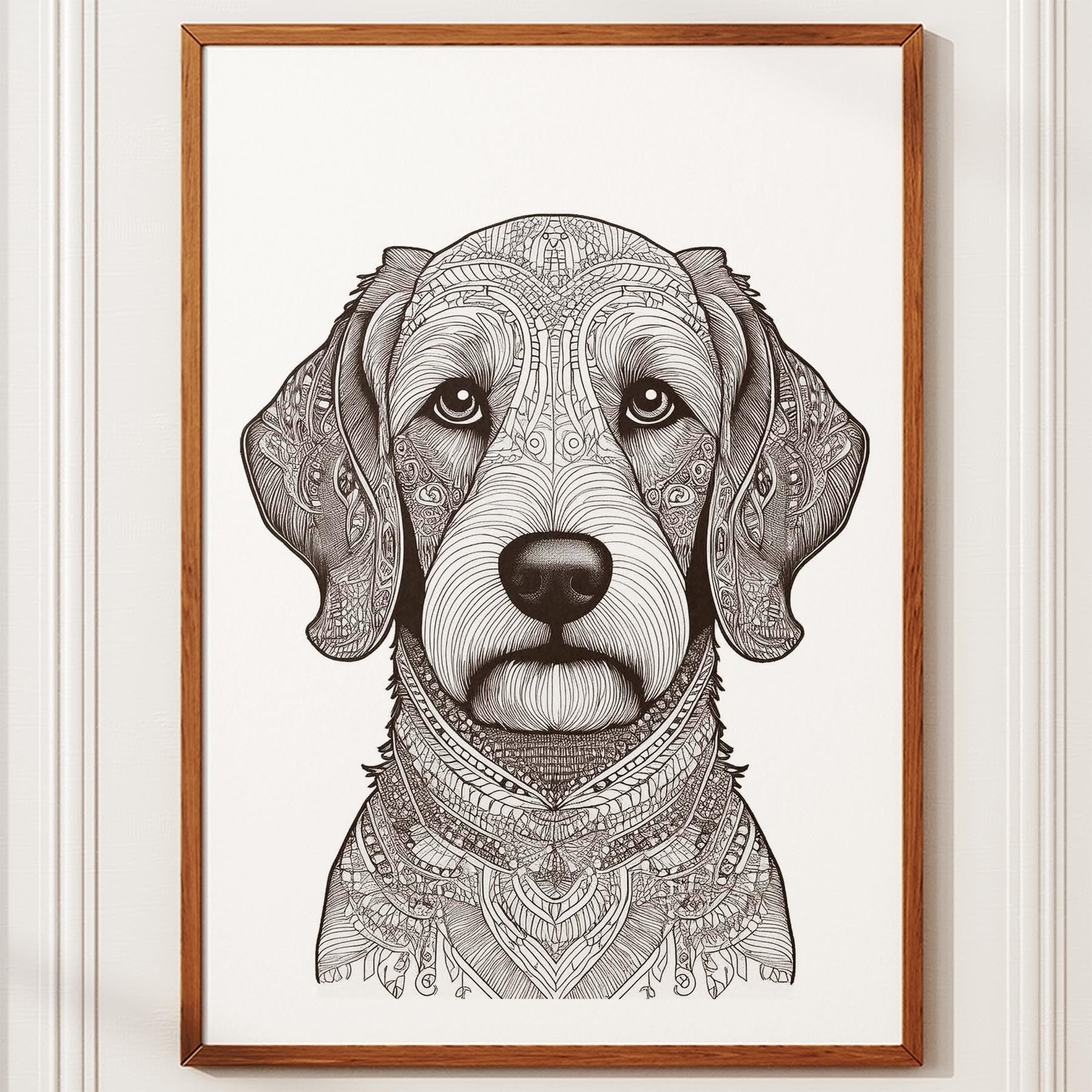 Groodle Mandala Black and White Dog Series image 10