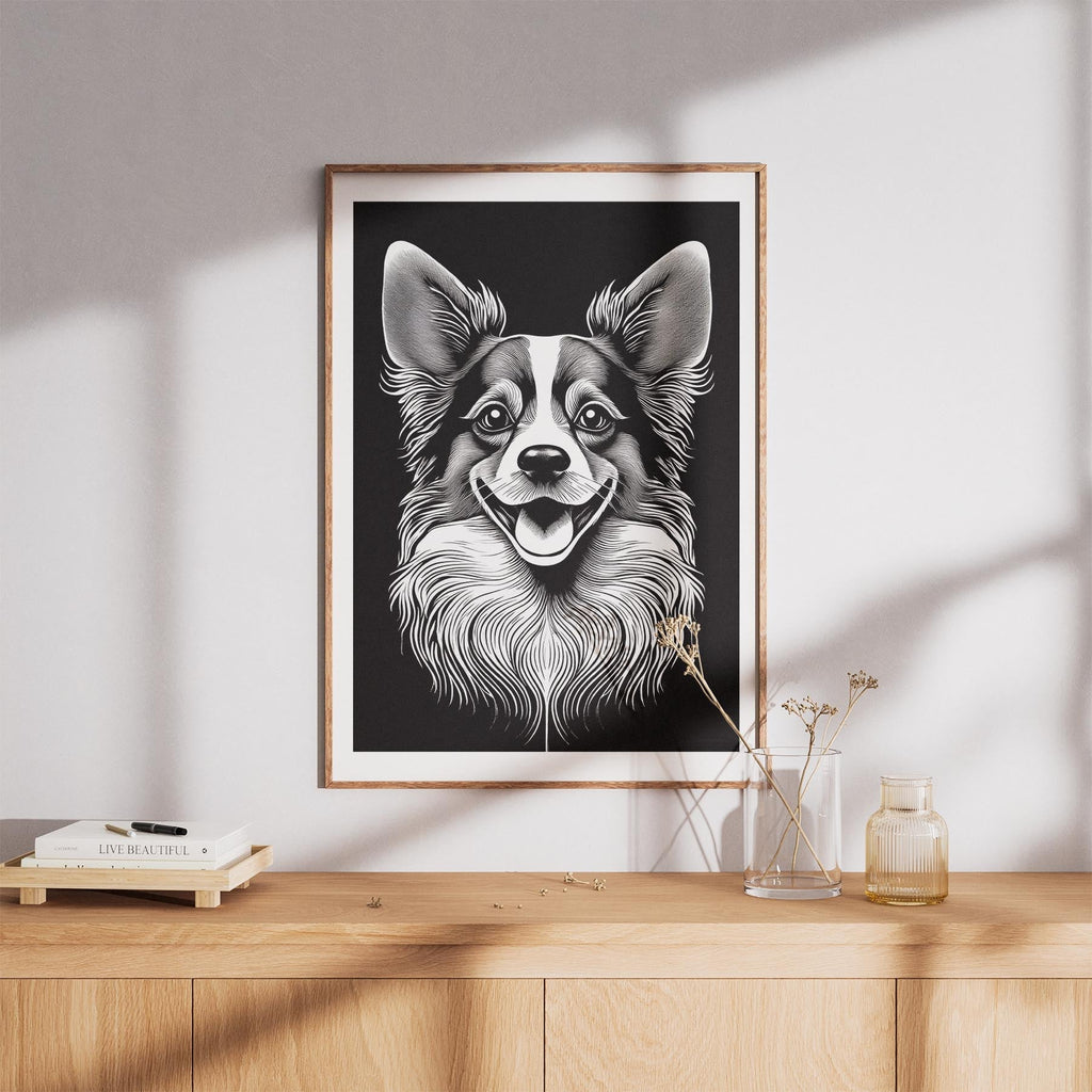 Papillon Line Dog Series in Black and White image 8