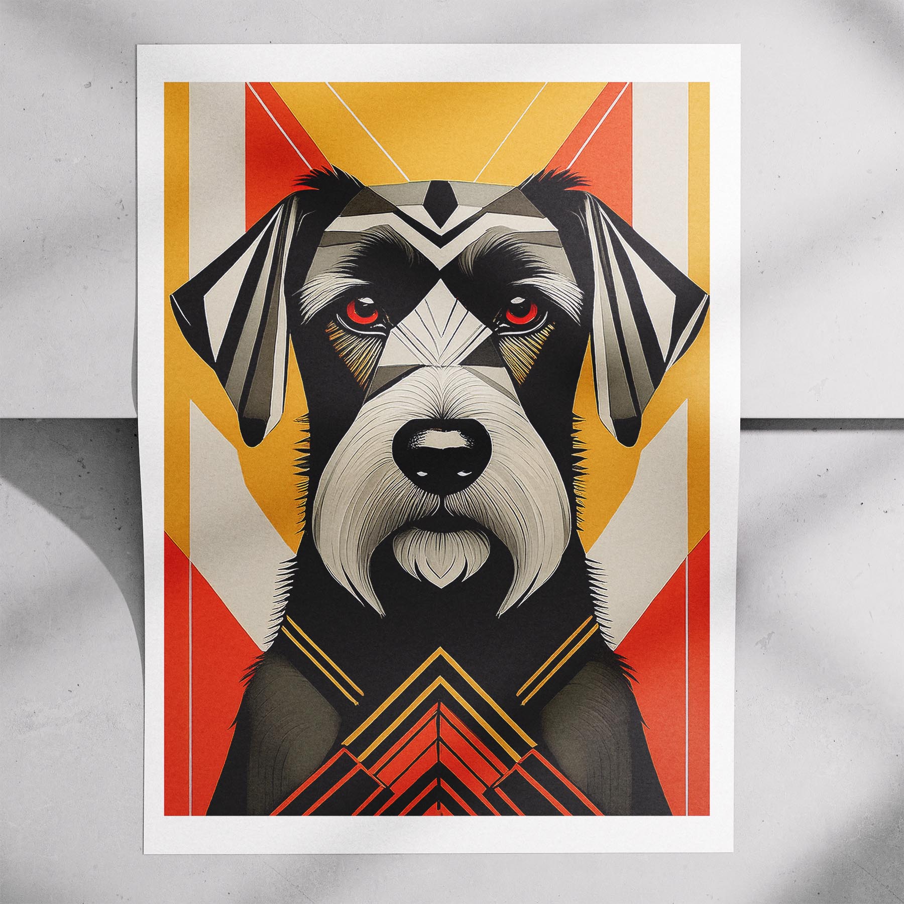 Black Russian Terrier Geometric Orange Series image 7