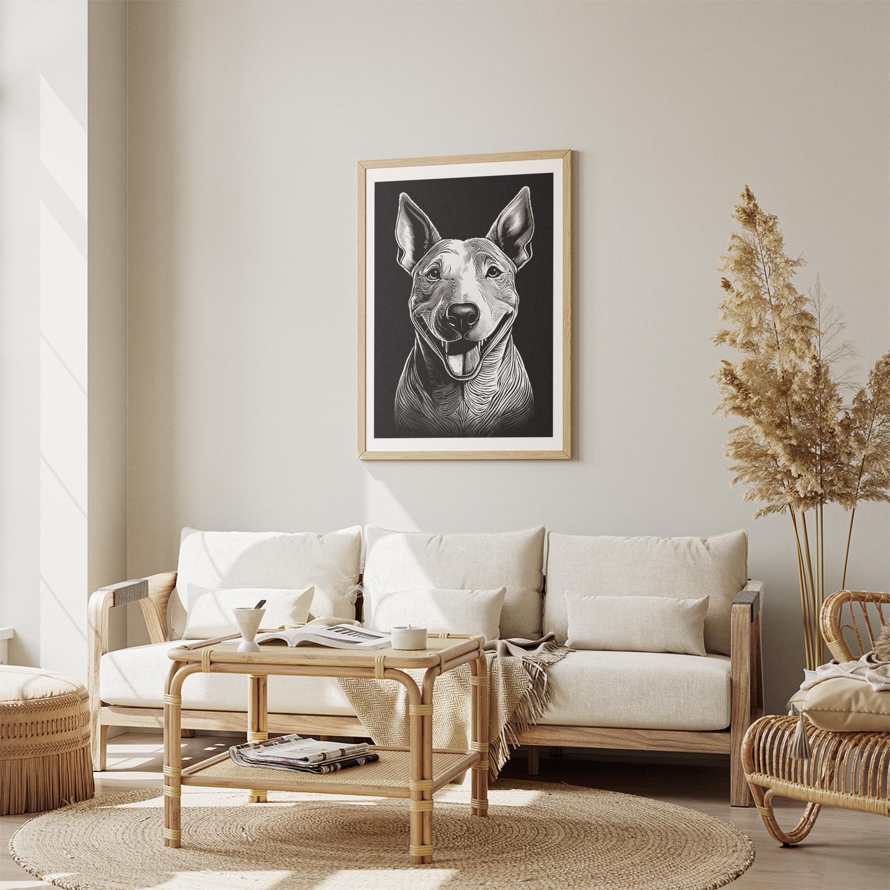 Bull Terrier Line Dog Series in Black and White image 2