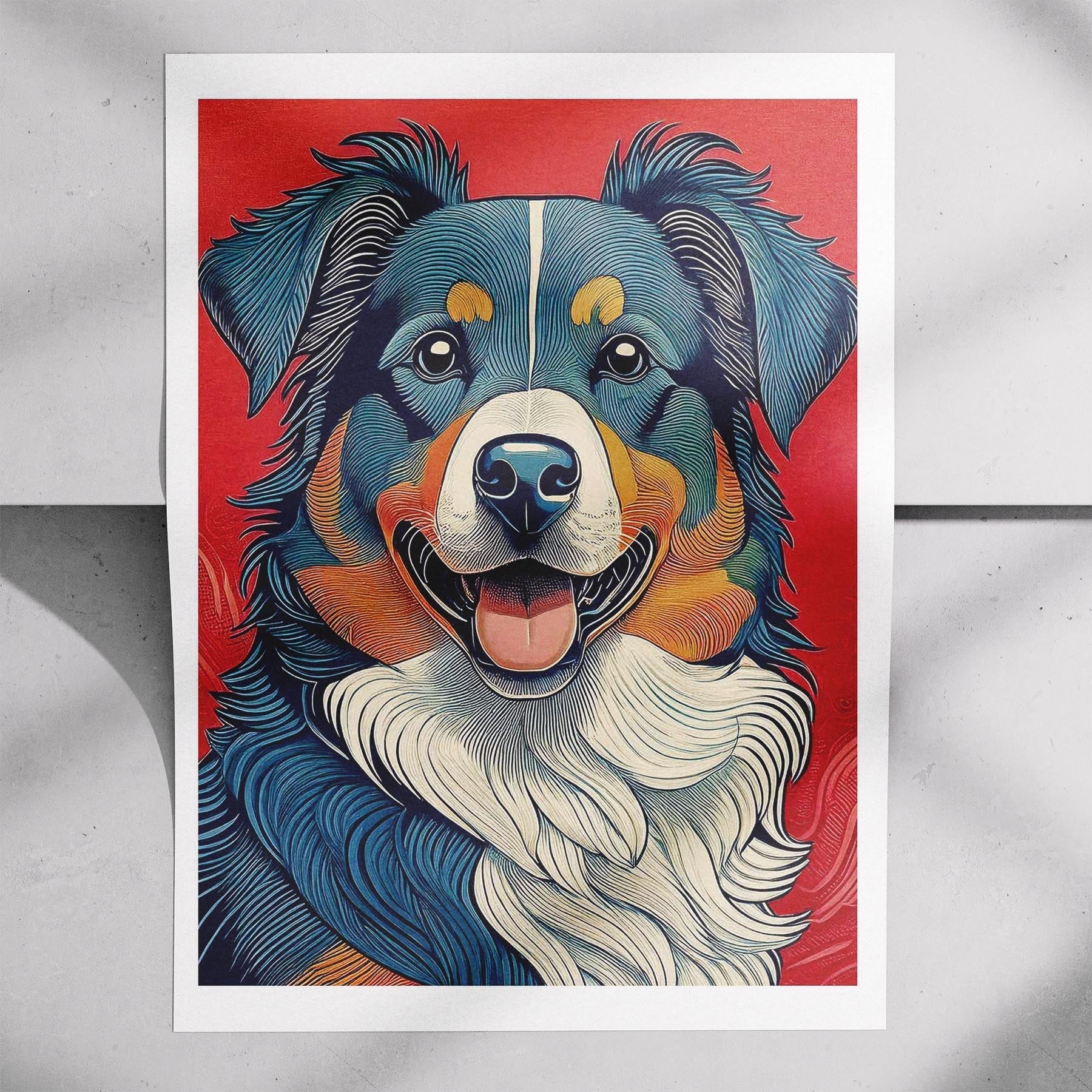 Australian Shepherd Hokusai Japanese Inspired Dog Series 1 image 7