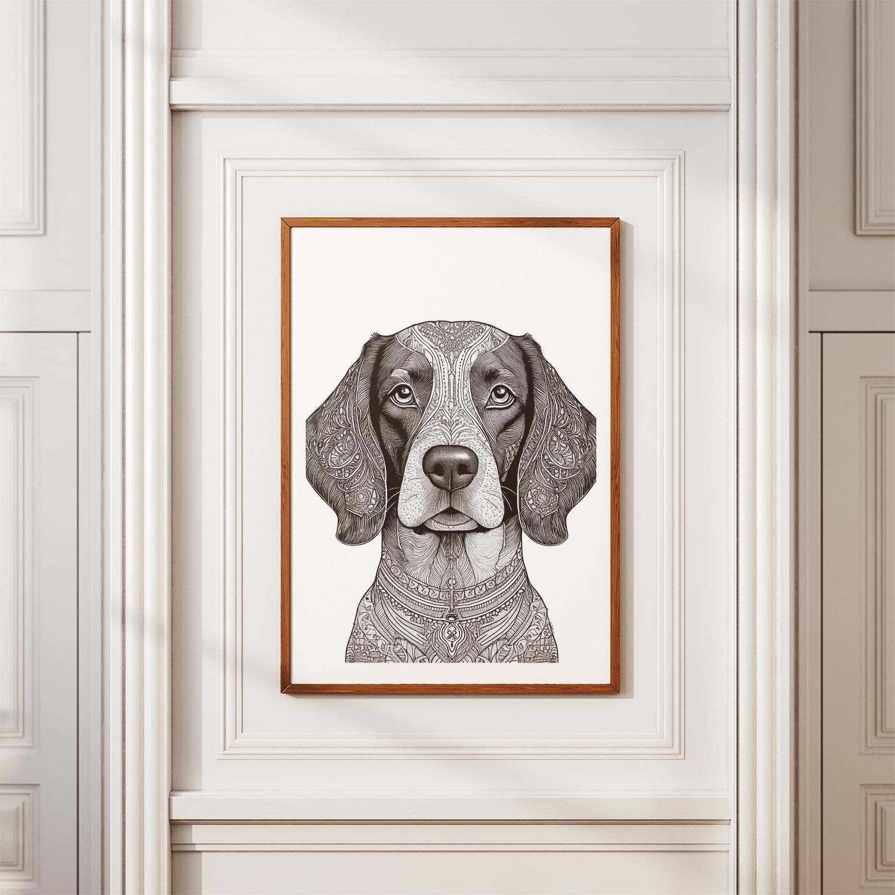 English Springer Spaniel Mandala Black and White Dog Series image 3