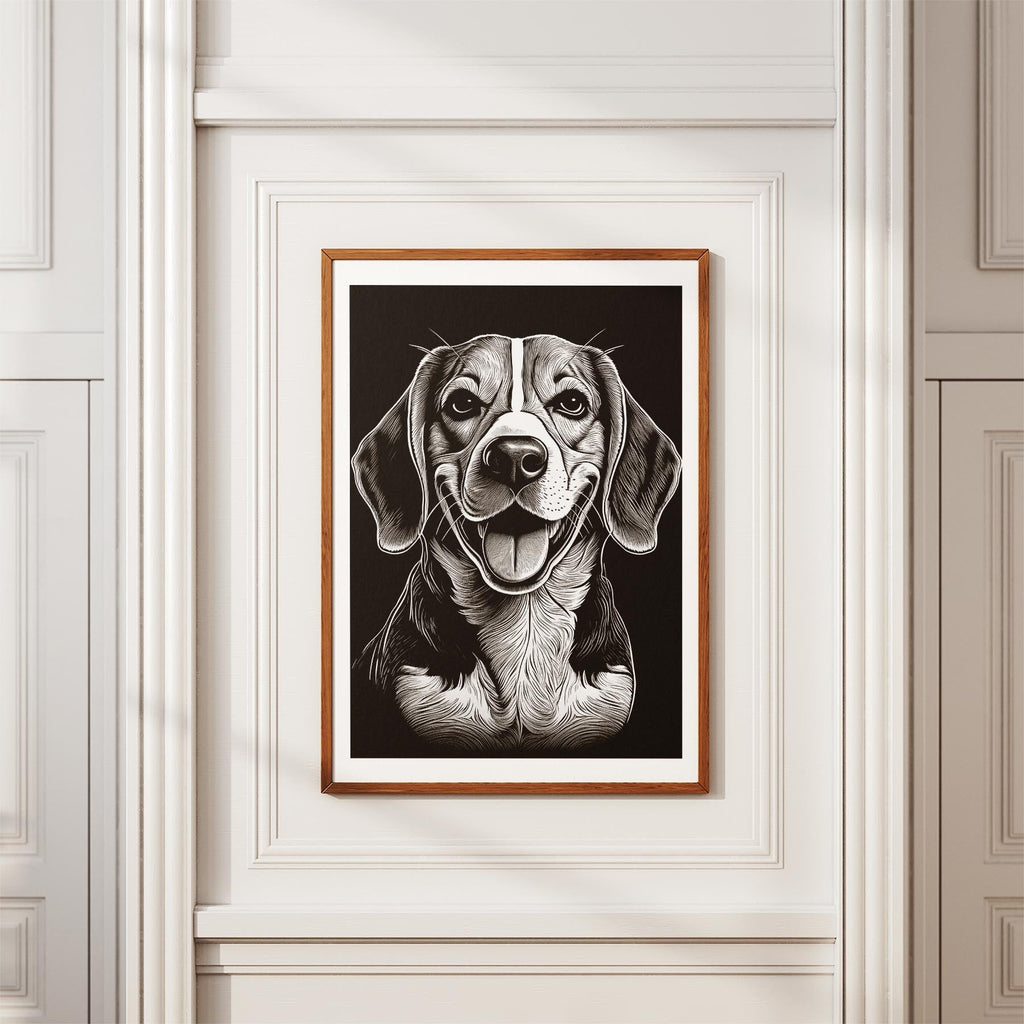Beagle Line Dog Series in Black and White image 3