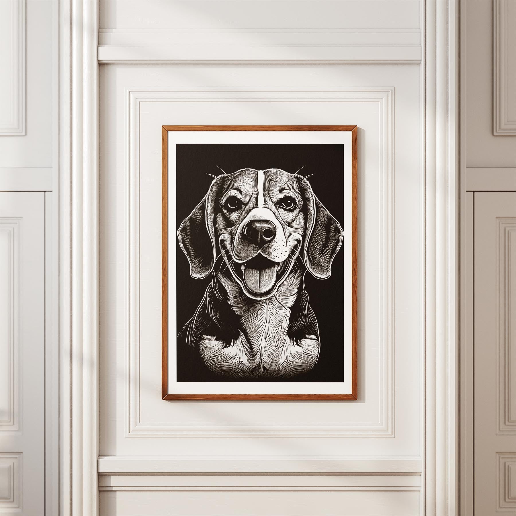 Beagle Line Dog Series in Black and White image 3