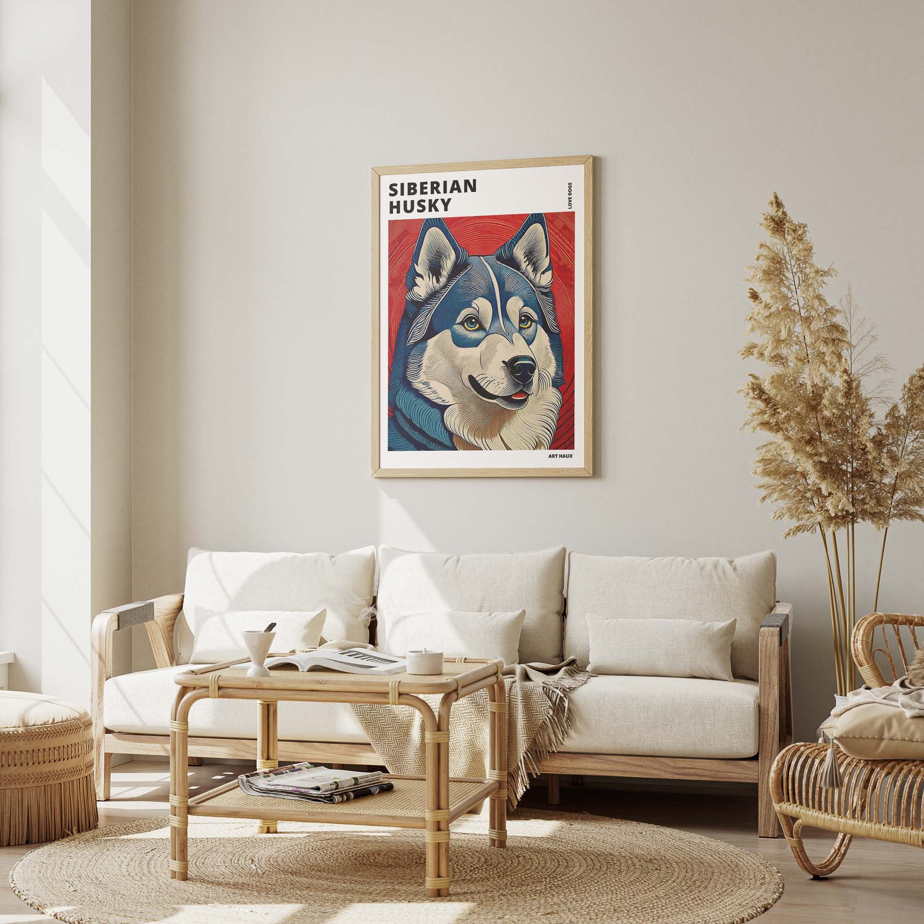 Siberian Husky Hokusai Japanese Inspired Dog Series with Text image 2