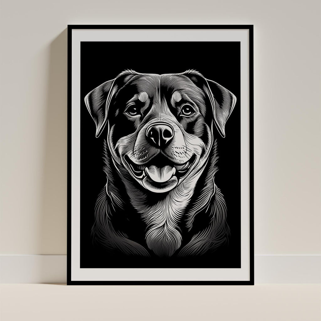 Rottweiler Line Dog Series in Black and White image 0
