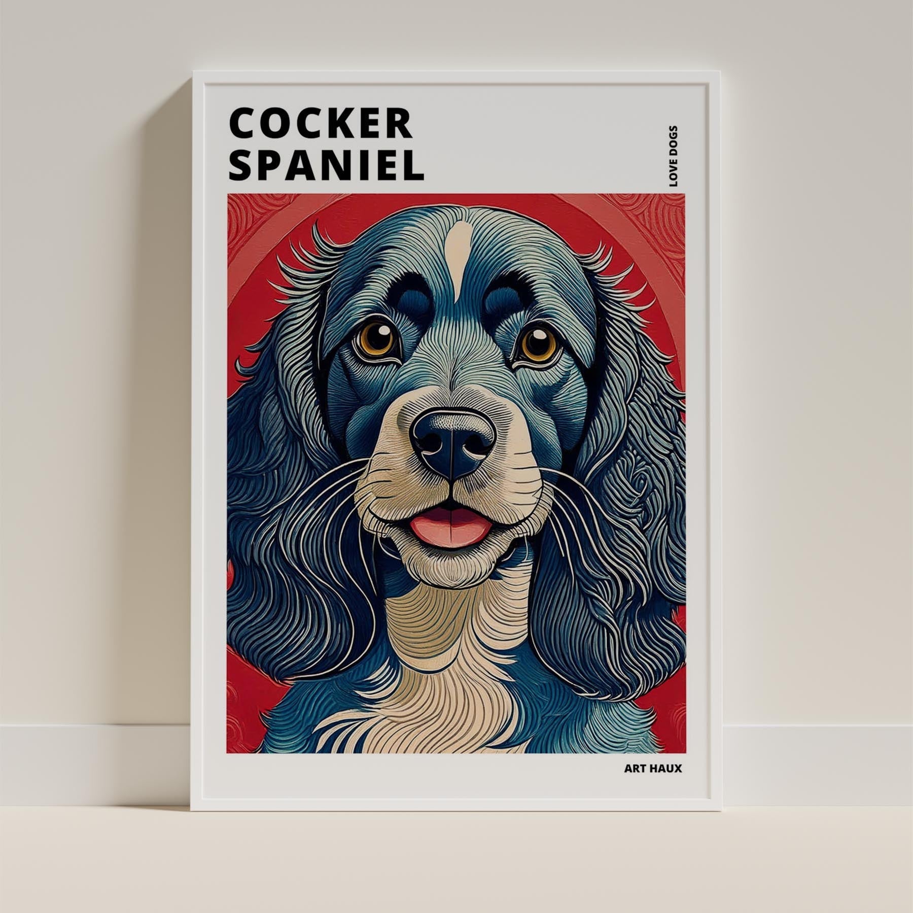Cocker Spaniel Hokusai Japanese Inspired Dog Series with Text image 8