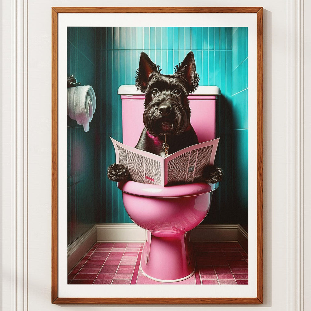 Black Russian Terrier Toilet Dogs PInk and Turquise image 10
