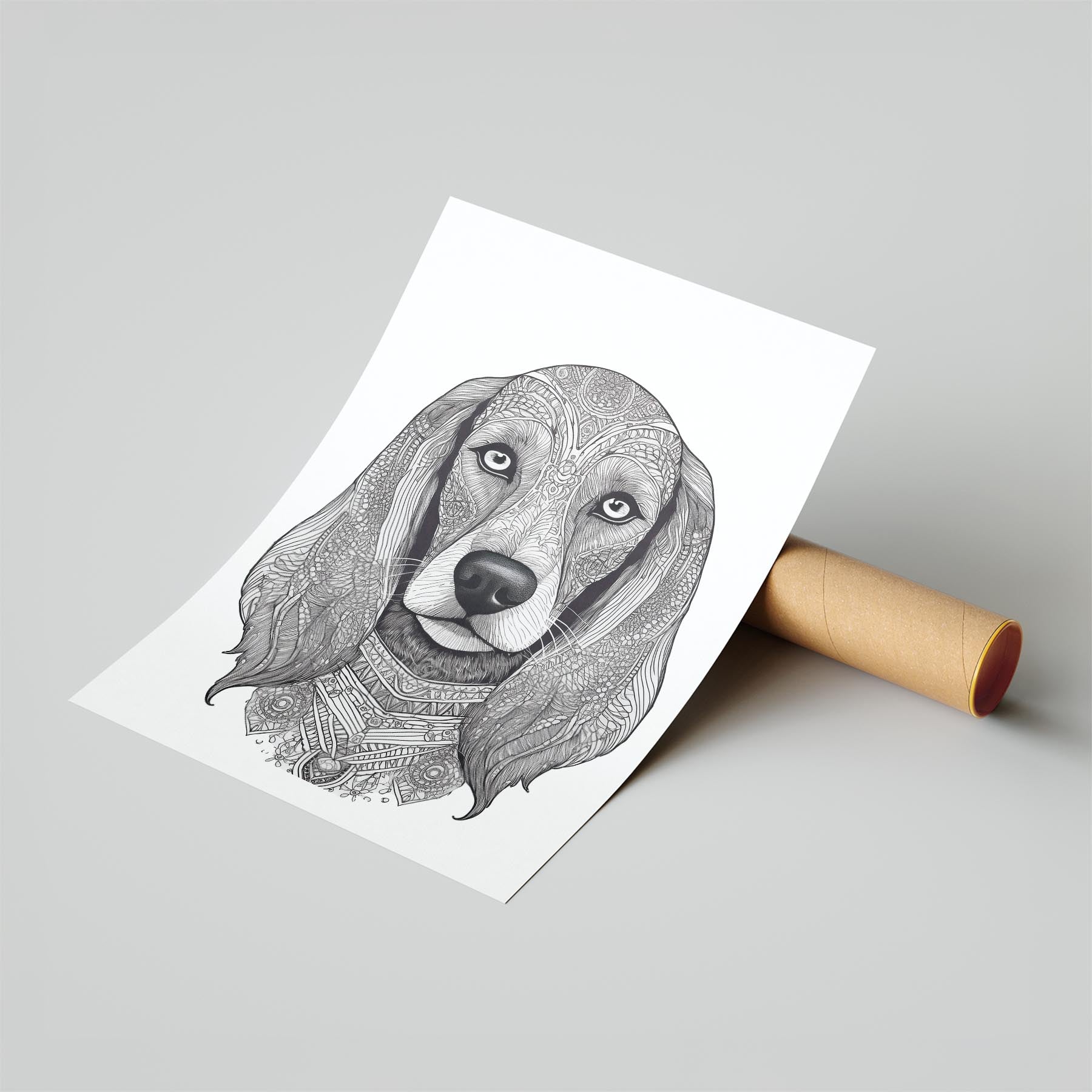 Afghan Mandala Black and White Dog Series image 6