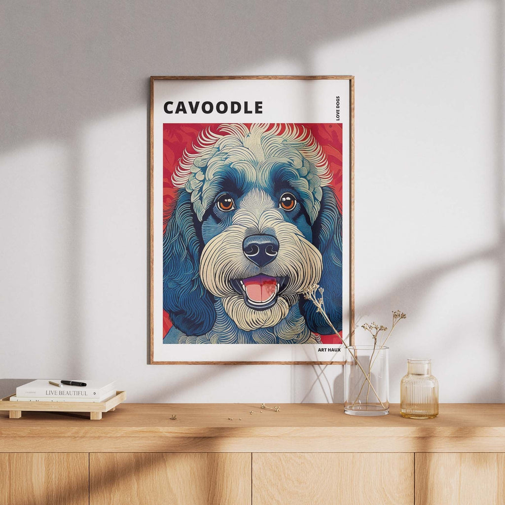 Cavoodle Hokusai Japanese Inspired Dog Series with Text image 7