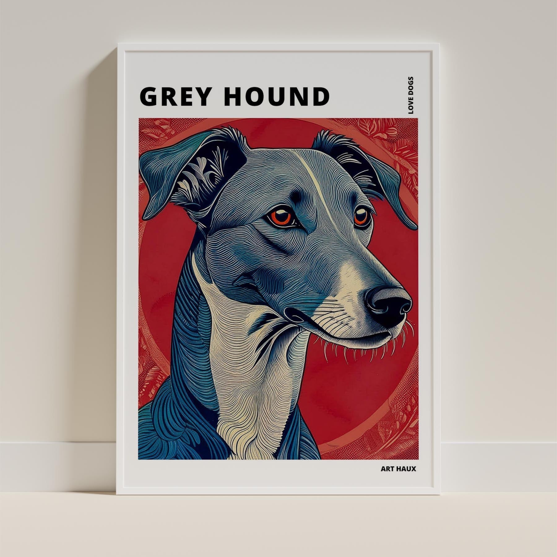 Greyhound Hokusai Japanese Inspired Dog Series with Text image 8