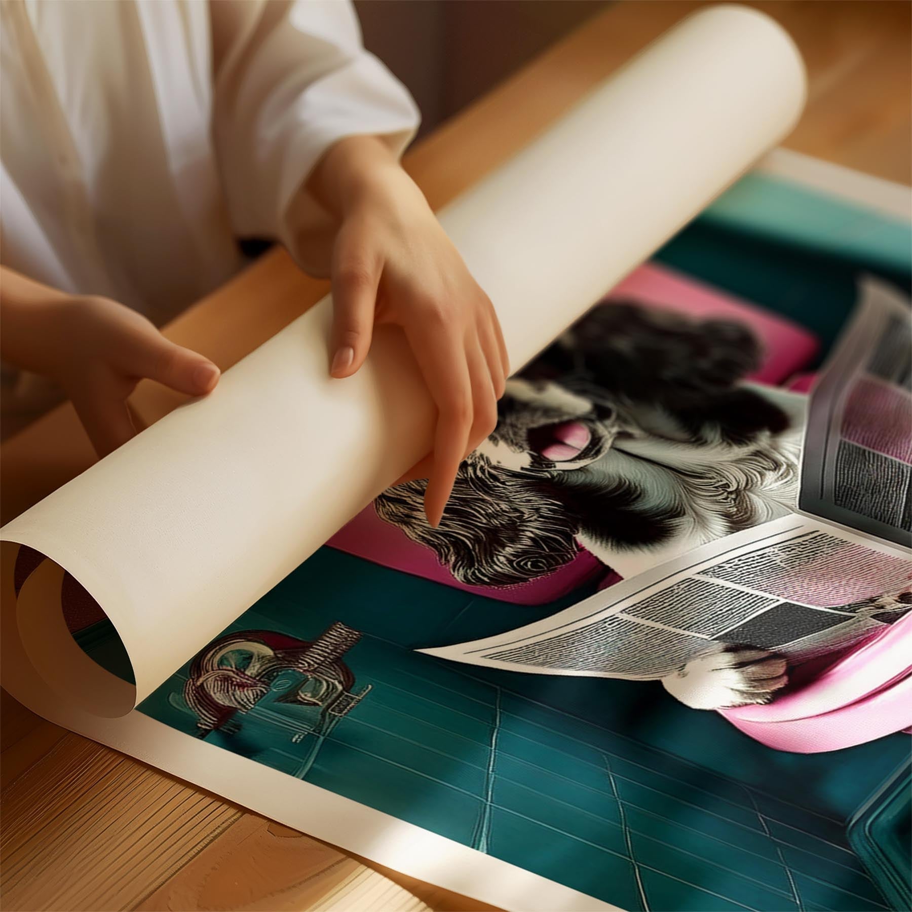 English Springer Spaniel Toilet Dogs PInk and Turquise image 1