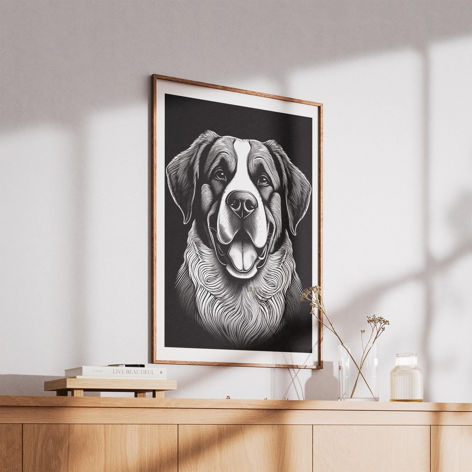 Saint Bernard Line Dog Series in Black and White image 5