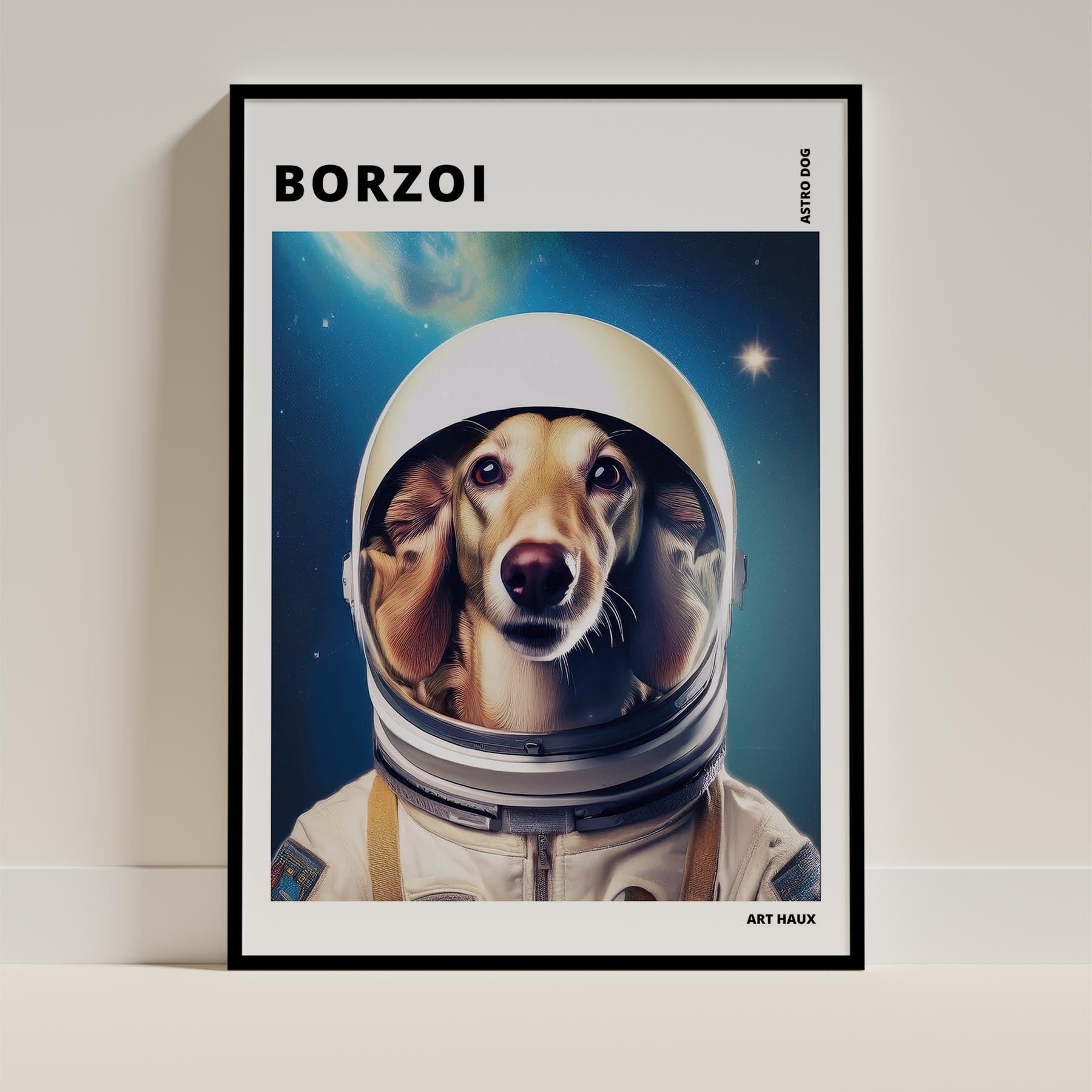 Borzoi Astronaut Dog Series with Text Astro Dog image 11