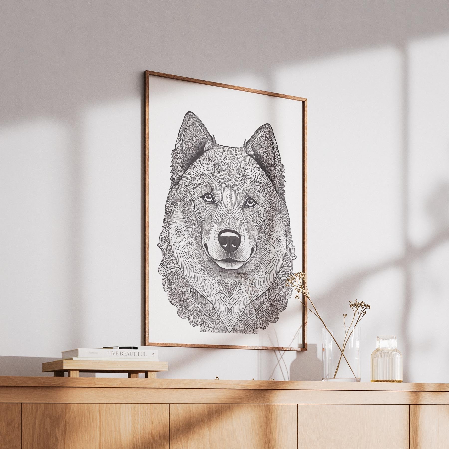 Samoyed Mandala Black and White Dog Series image 5