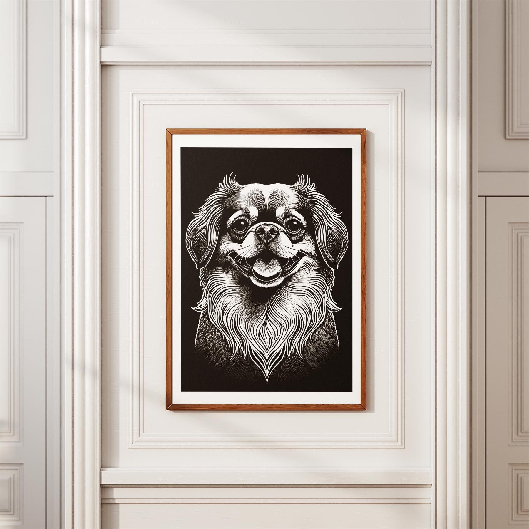 Pekingese Line Dog Series in Black and White image 3