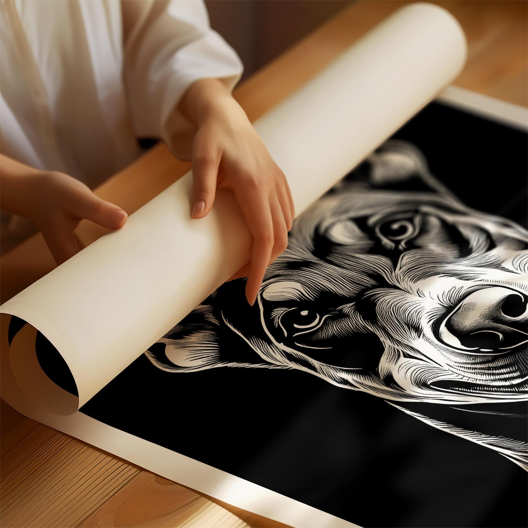 Doberman Line Dog Series in Black and White image 1