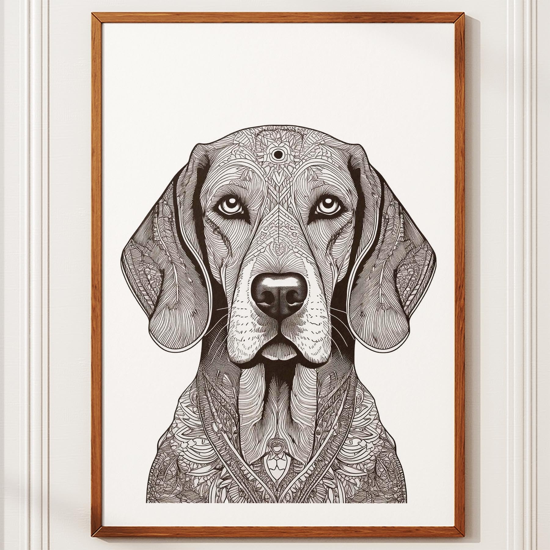 Bloodhound Mandala Black and White Dog Series image 10