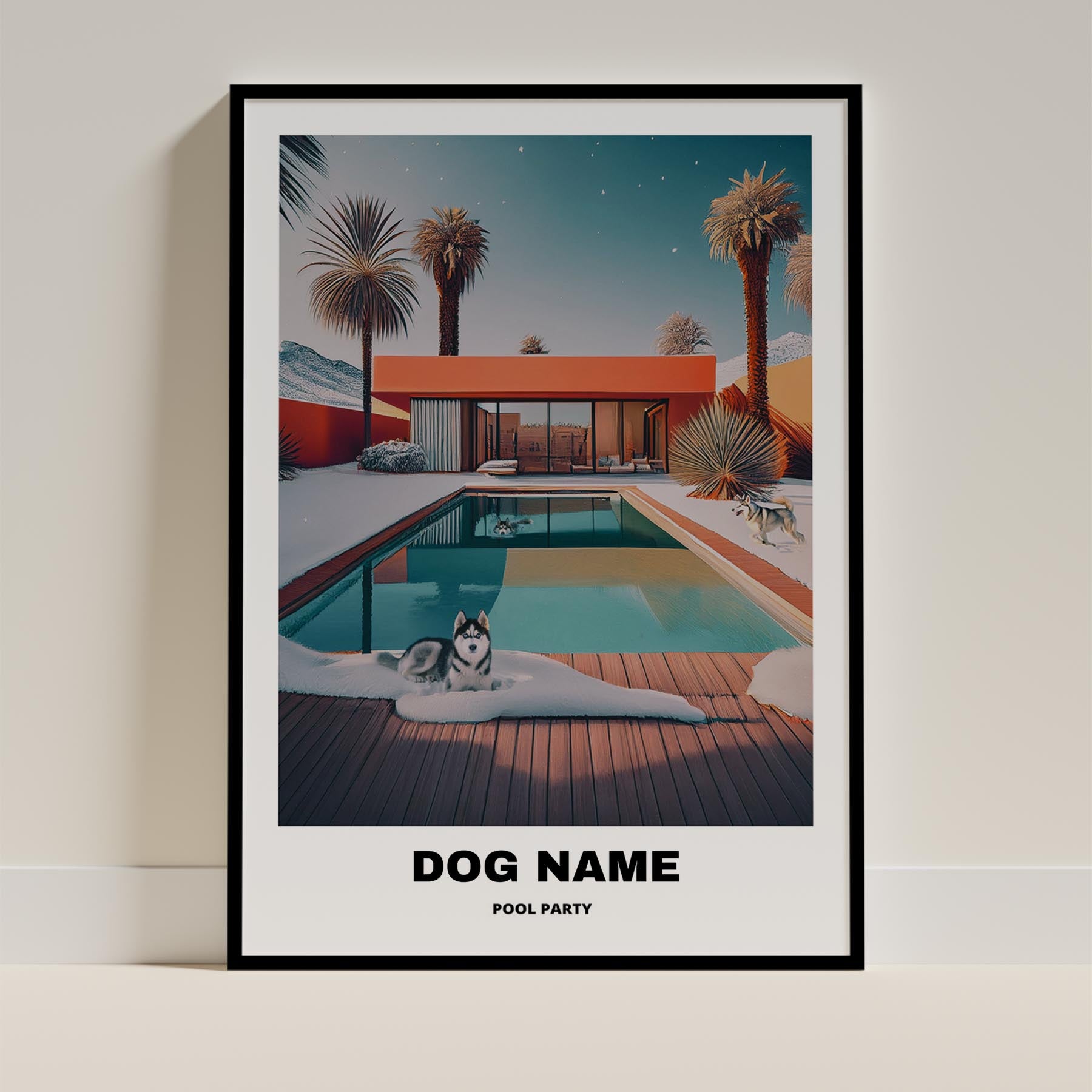 Siberian Husky Custom Pool Party WITH TEXT image 0