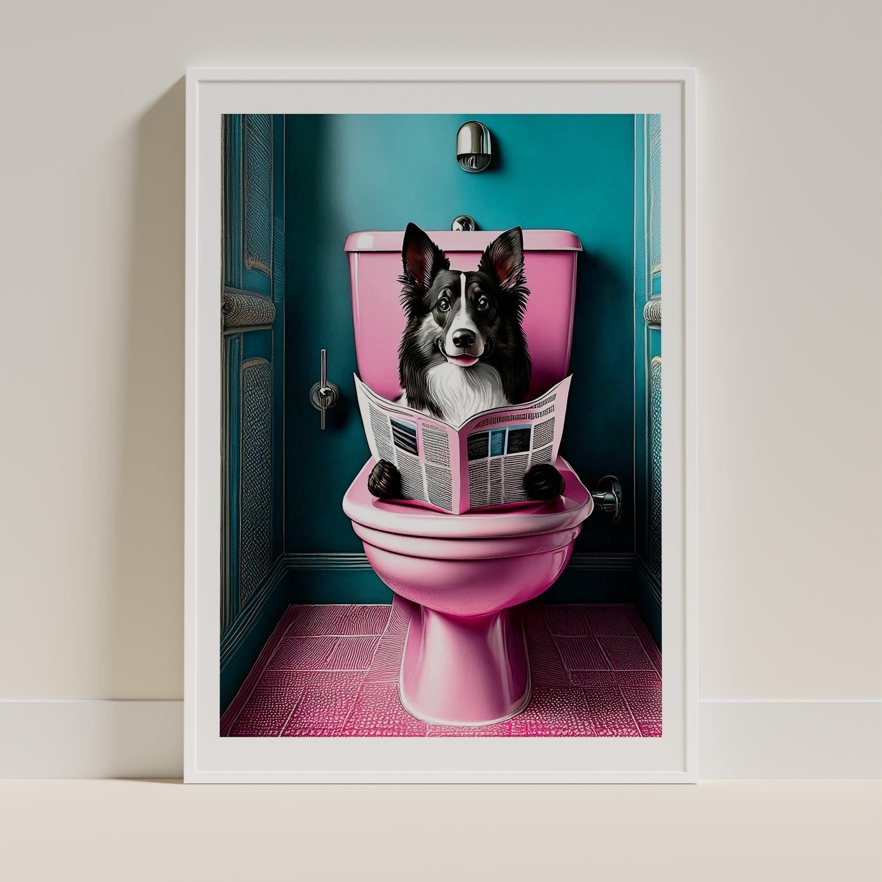 Rough Smooth Collie Toilet Dogs PInk and Turquise image 9
