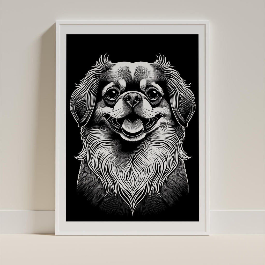 Pekingese Line Dog Series in Black and White image 9