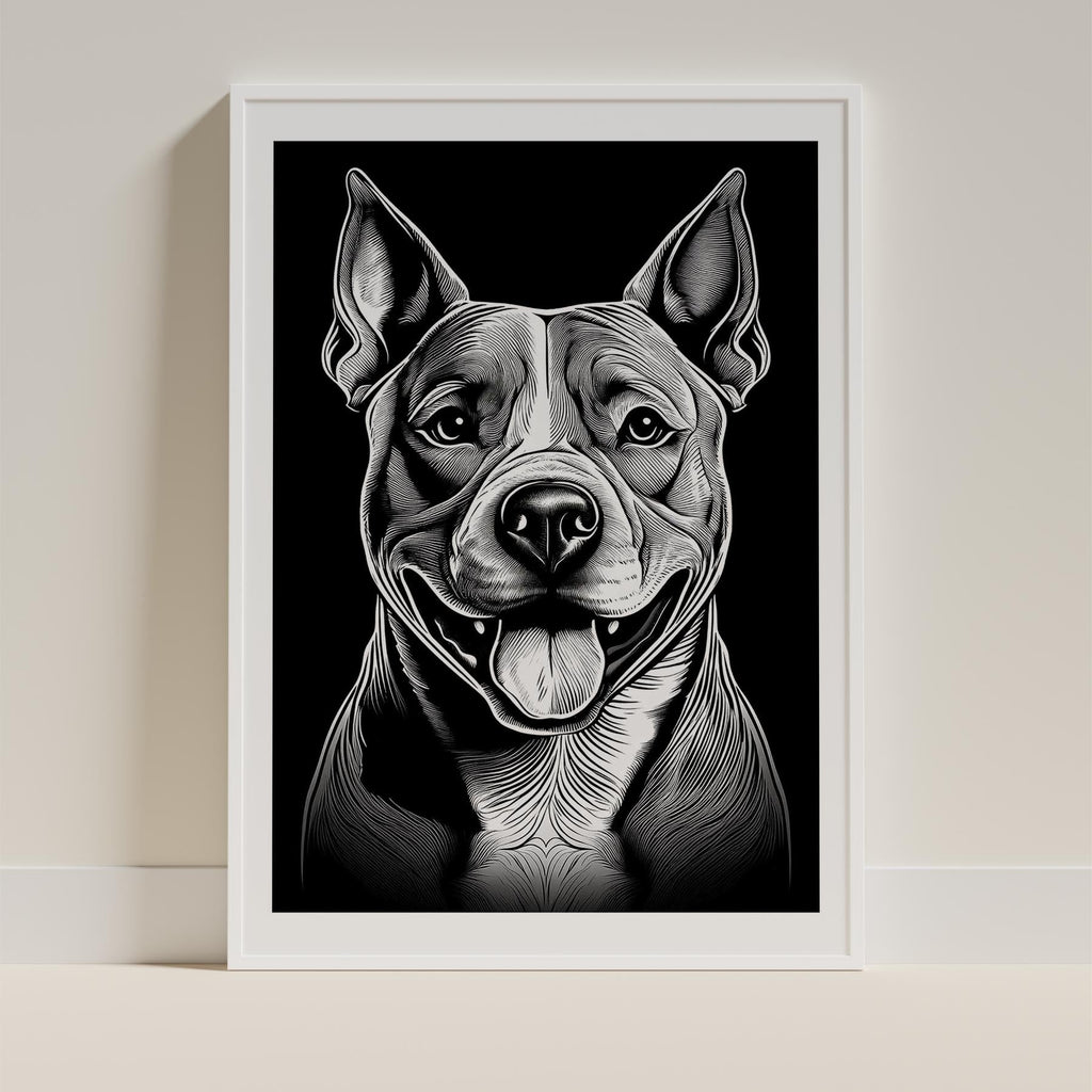 American Staffordshire Terrier Line Dog Series in Black and White image 9