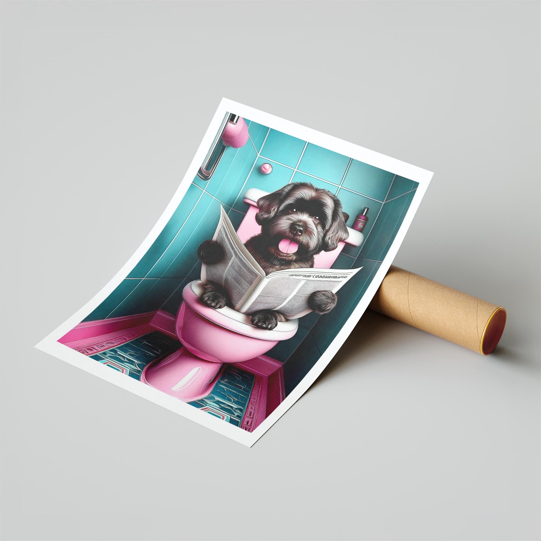 Coton de Tulear Toilet Dogs PInk and Turquise image 6