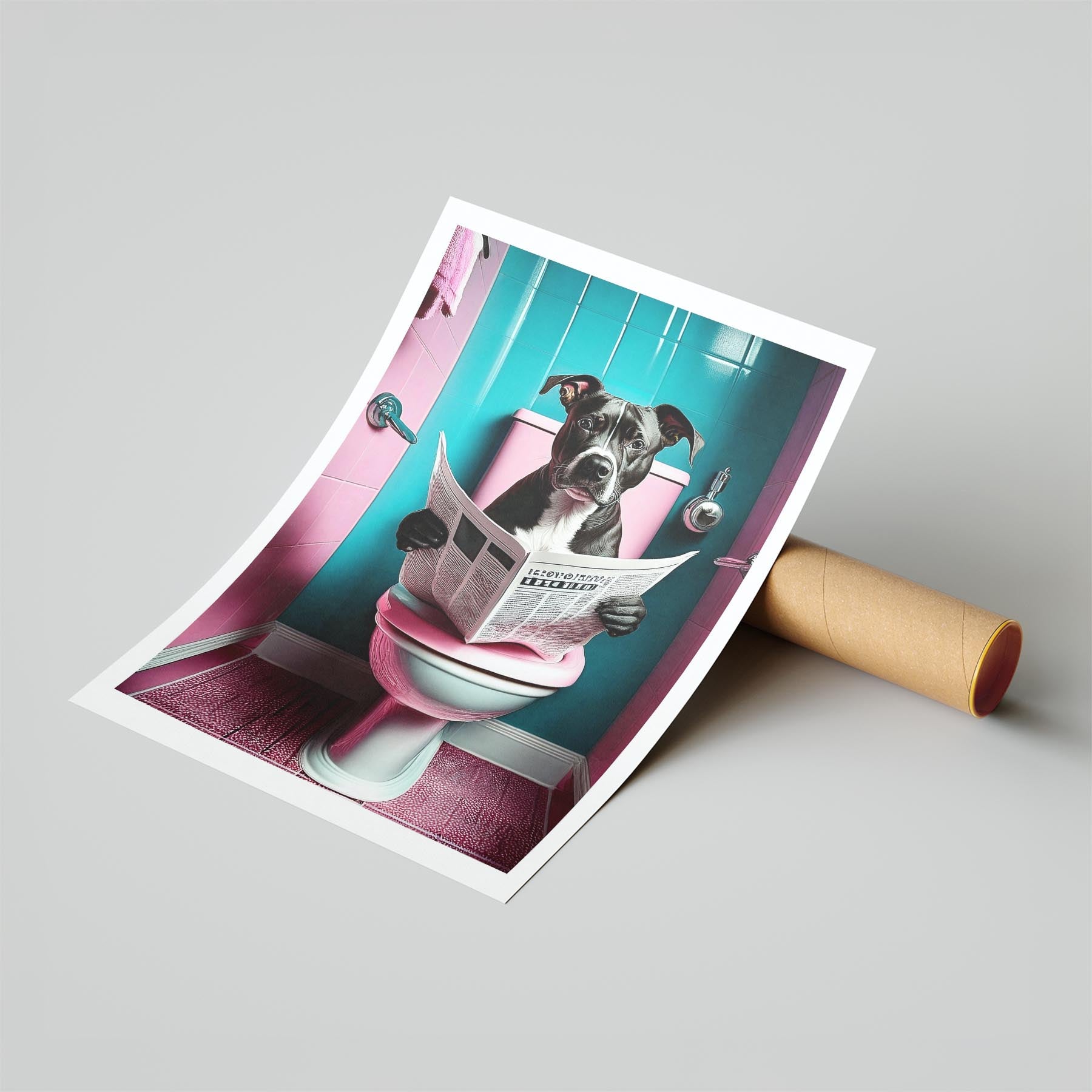 Staffordshire Bull Terrier Toilet Dogs PInk and Turquise image 6