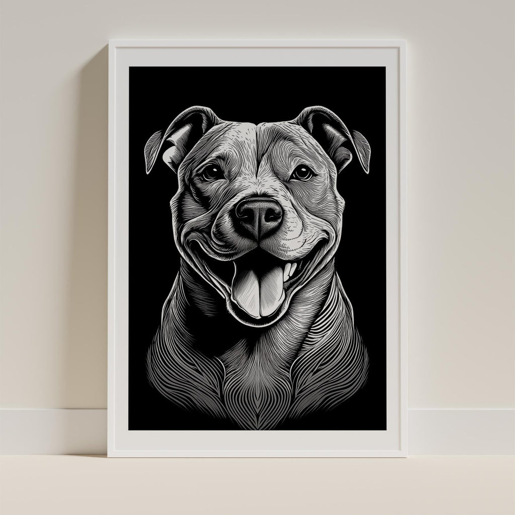 Staffordshire Bull Terrier Line Dog Series in Black and White image 9