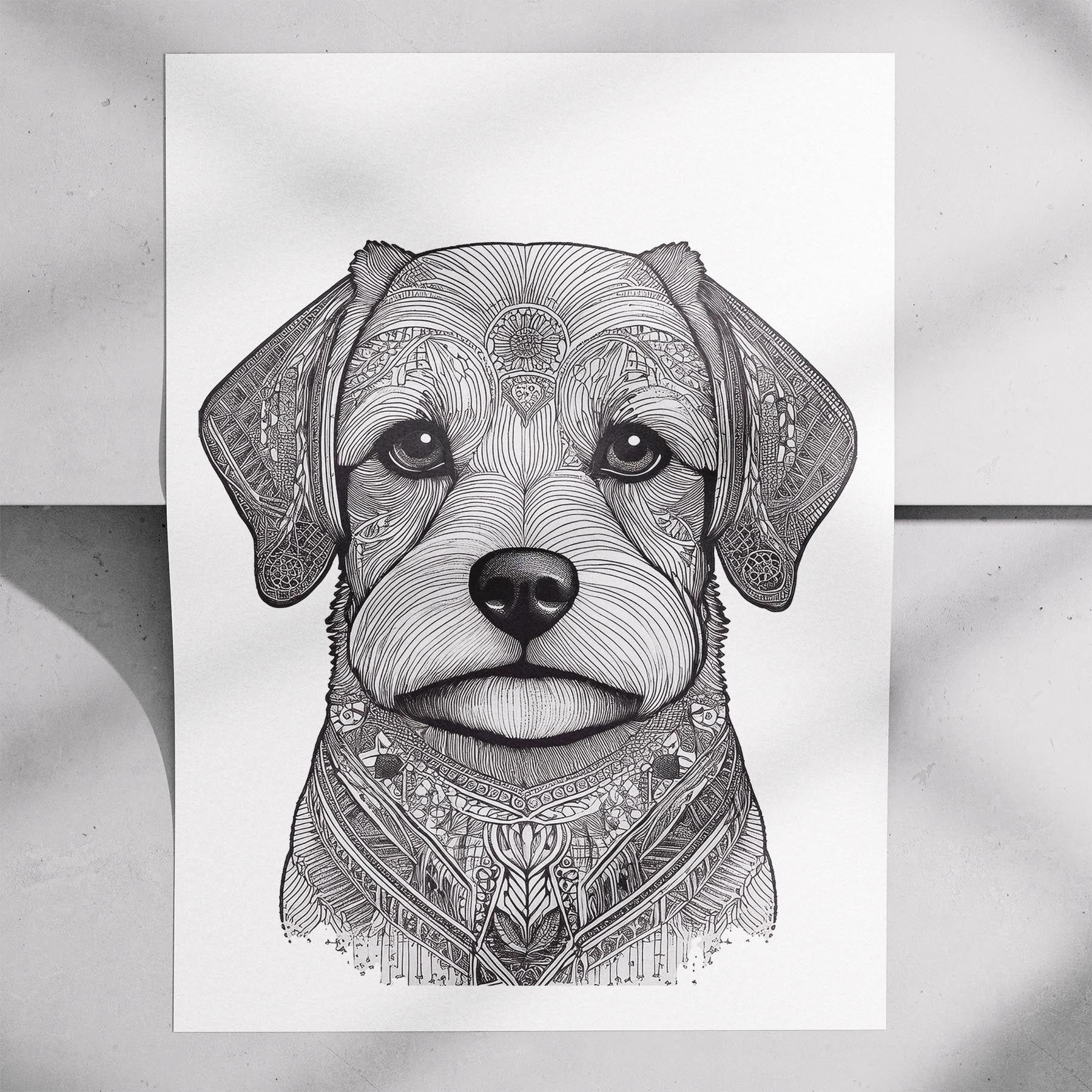 Maltese Mandala Black and White Dog Series image 7