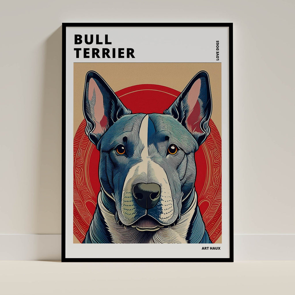Bull Terrier Hokusai Japanese Inspired Dog Series with Text image 0