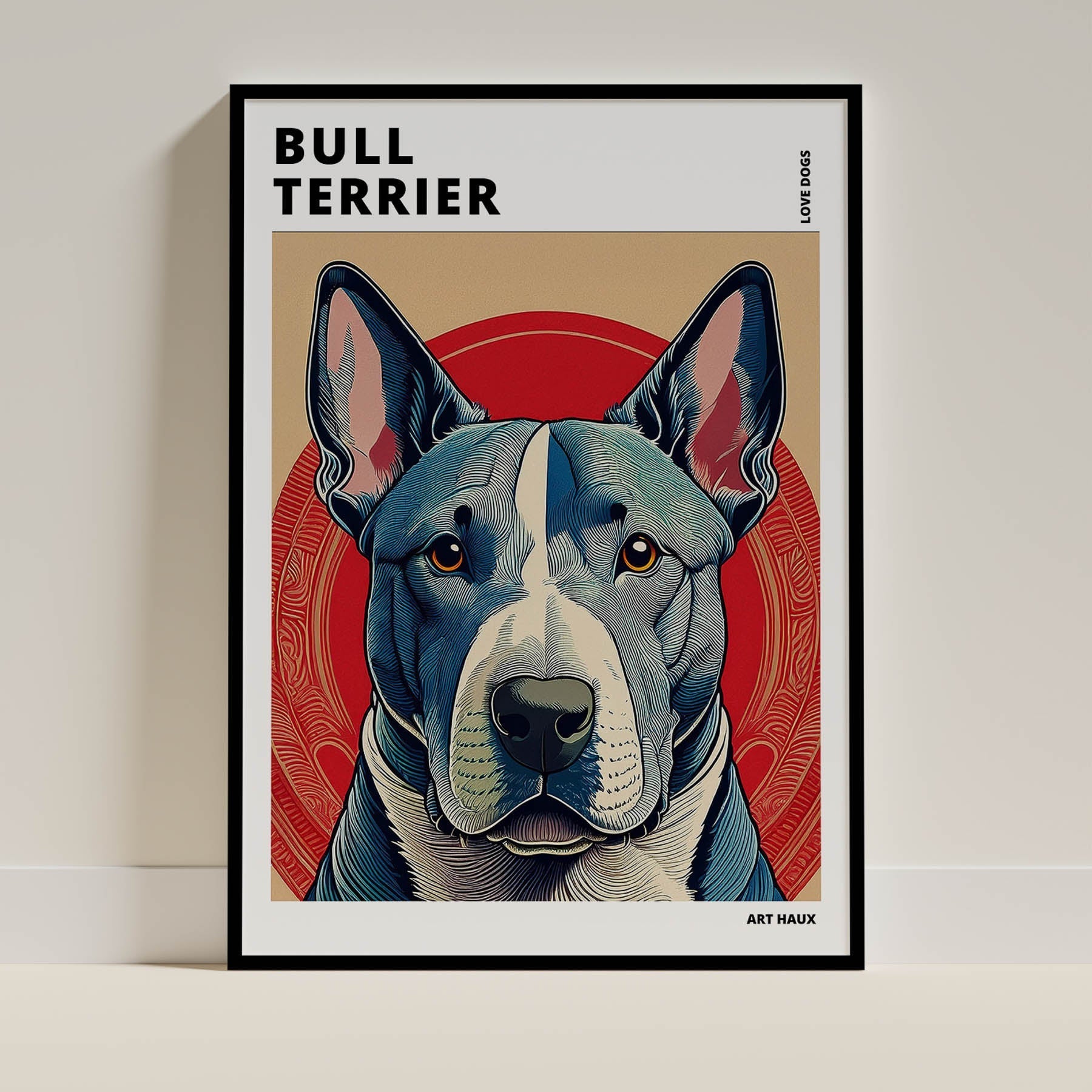 Bull Terrier Hokusai Japanese Inspired Dog Series with Text image 0