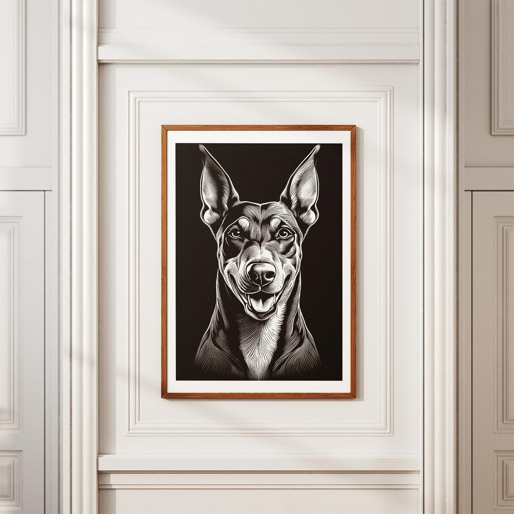 Doberman Line Dog Series in Black and White image 3