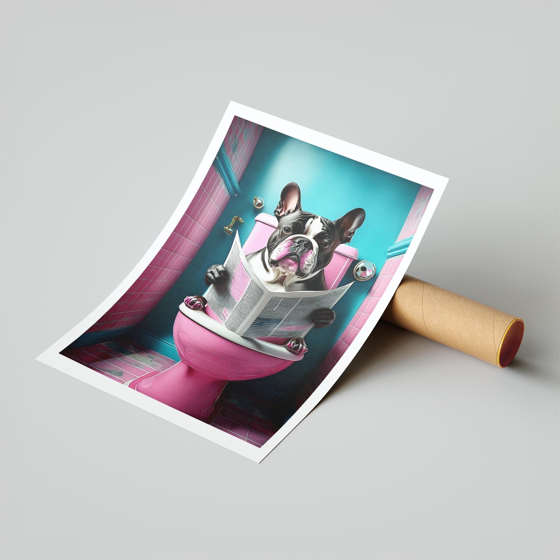 Bulldog Toilet Dogs PInk and Turquise image 6