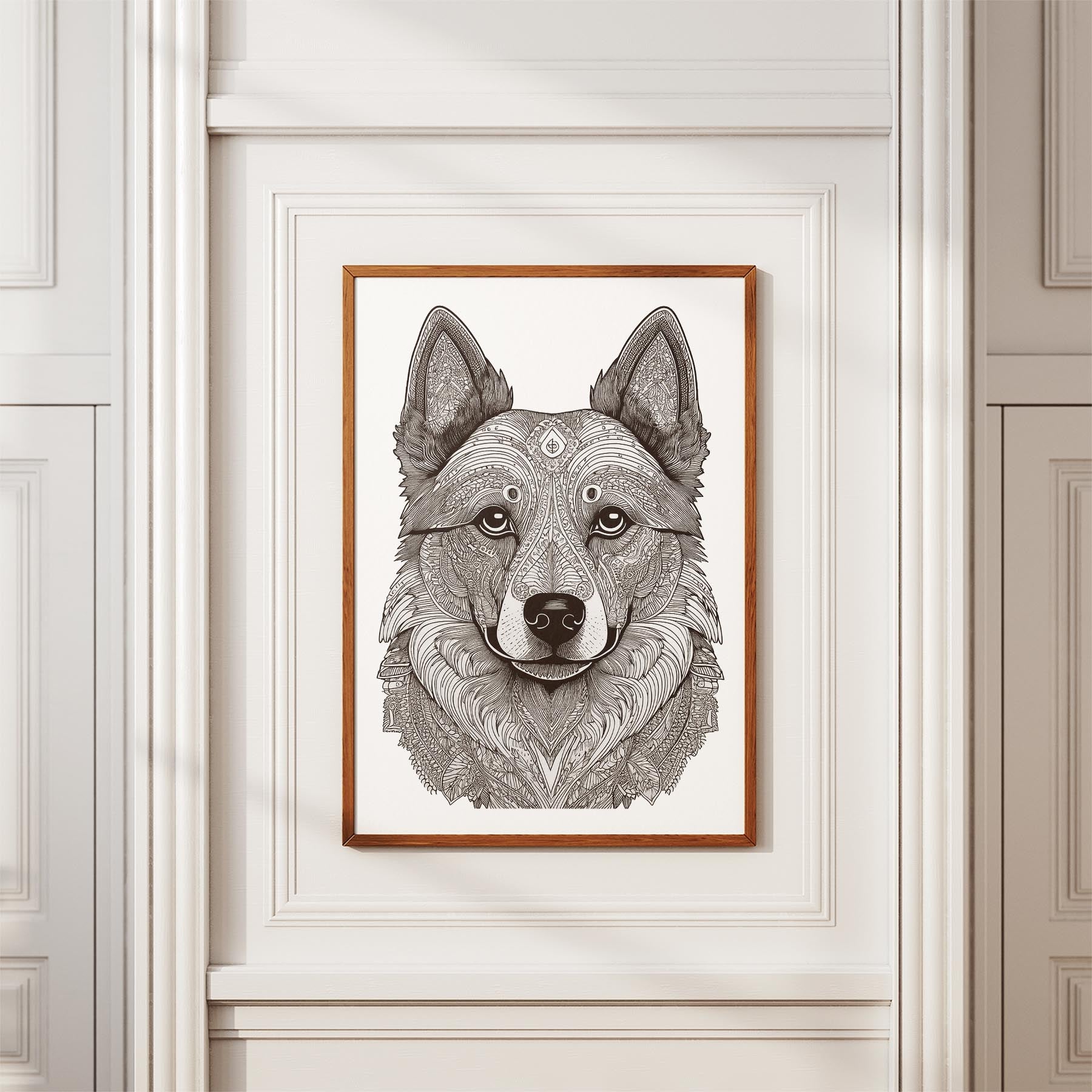 German Spitz Mandala Black and White Dog Series image 3