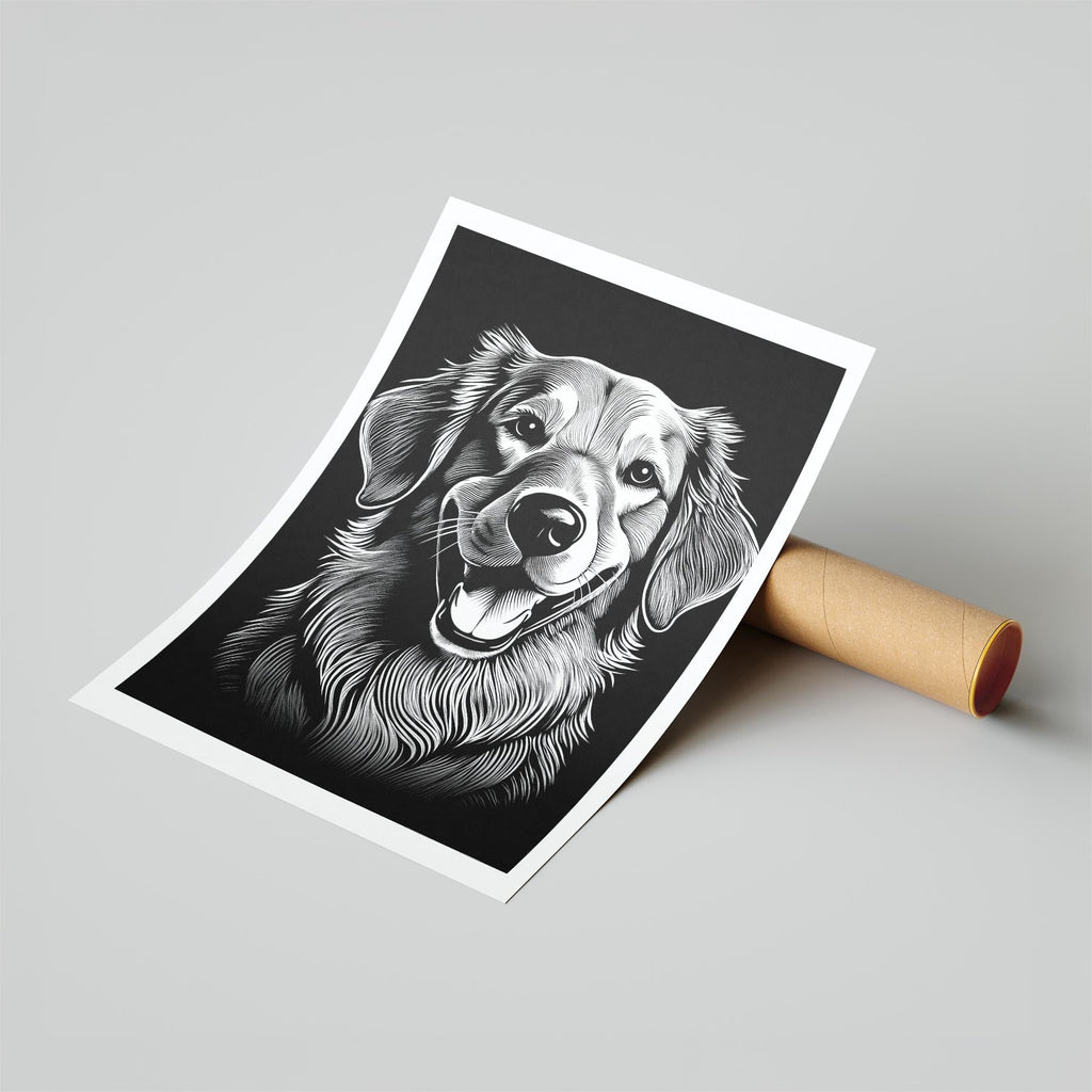 Golden Retriever Line Dog Series in Black and White image 6