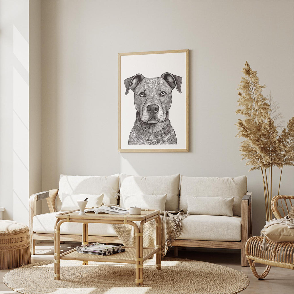 American Pitbull Terrier Mandala Black and White Dog Series image 2