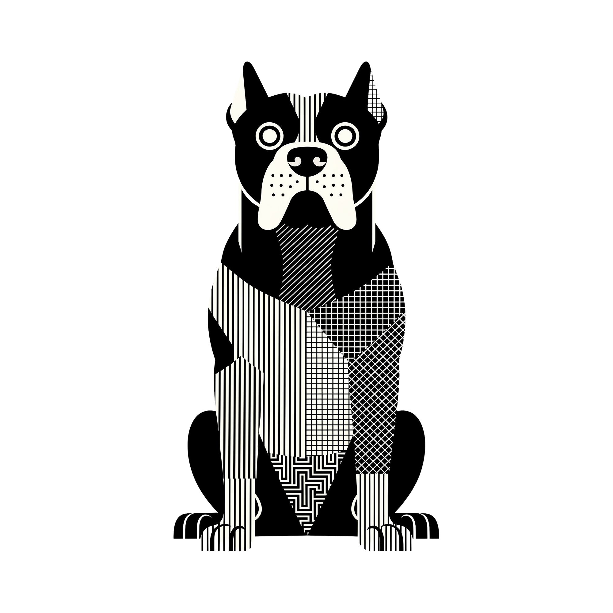 Cane Corso Geometric Line Art - White