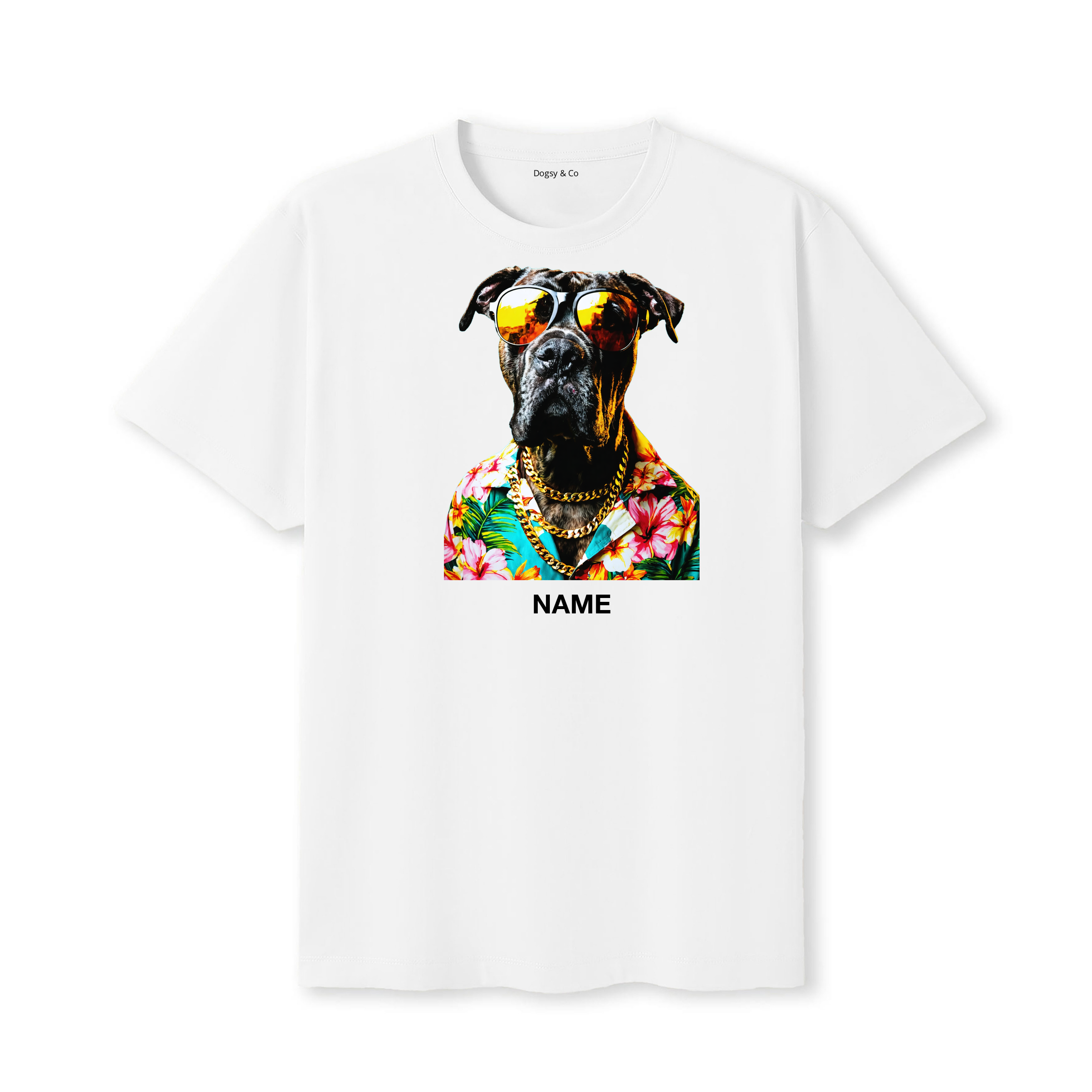 Cane Corso Hawaii Dog Custom T-Shirt - White