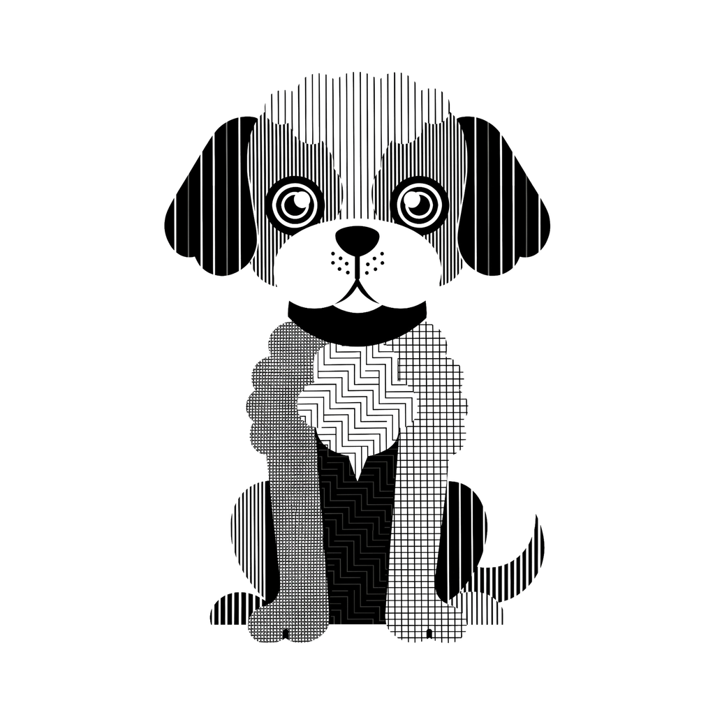 Cavoodle Geometric Line Art - White